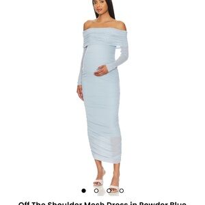 Off the shoulder blue maternity Bumpsuit Dress